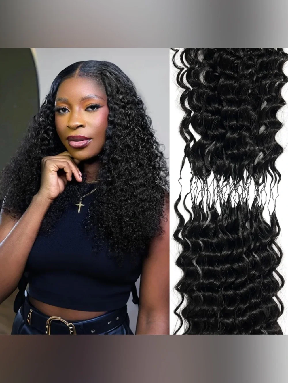 HUMAN HAIR Black Loose Deep Wave Crotchet Hair  Miracle Knots- Natural Black